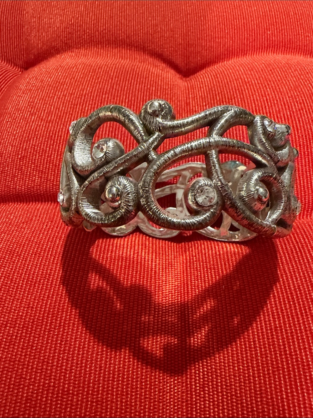 Brighton Retired wide Scrolling Crystal Accent Hinged Bracelet